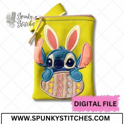 Blue Alien Easter Bunny Vertical Zipper Bag