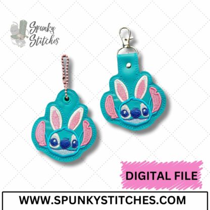 Blue Alien Easter Bunny Key Fob and Zipper Pull