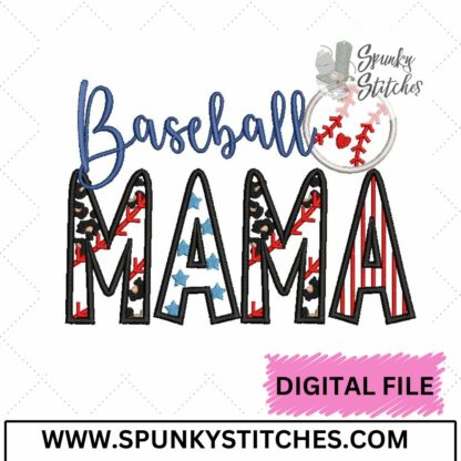 Baseball Mama Embroidery Applique - Image 2