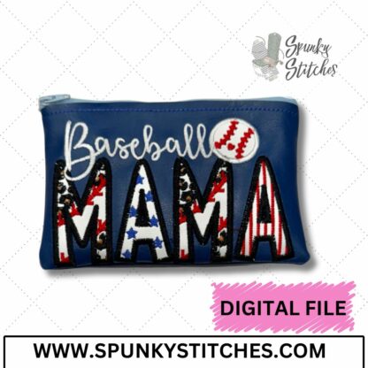 Baseball Mama ITH Zipper Bag Embroidery File