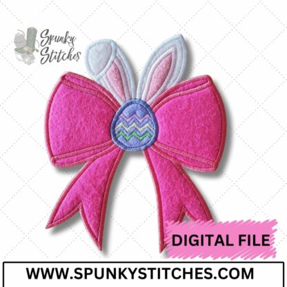 Easter Bunny Bow Embroidery Applique