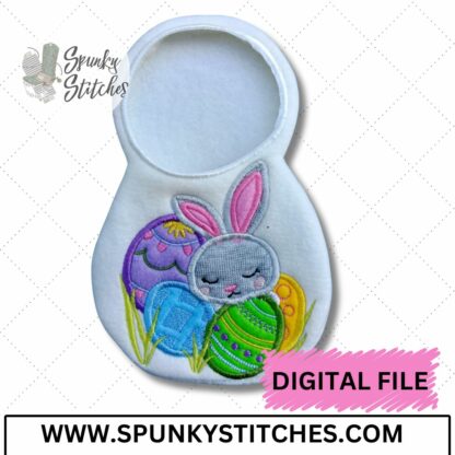 Bunny On Eggs Embroidery Applique - Image 2