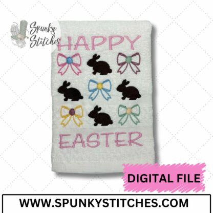 Happy Easter Bunny Bow Embroidery Fill