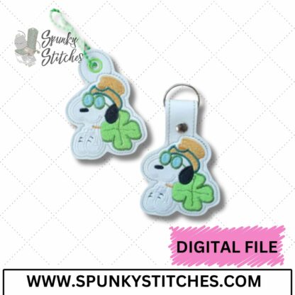 White Dog St. Patty's Day Key Fob and Zipper Pull