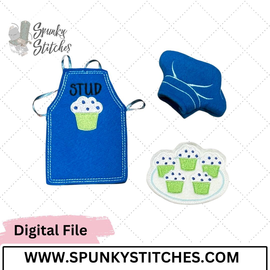 Stud Muffin Elf Apron And Accessories Embroidery File