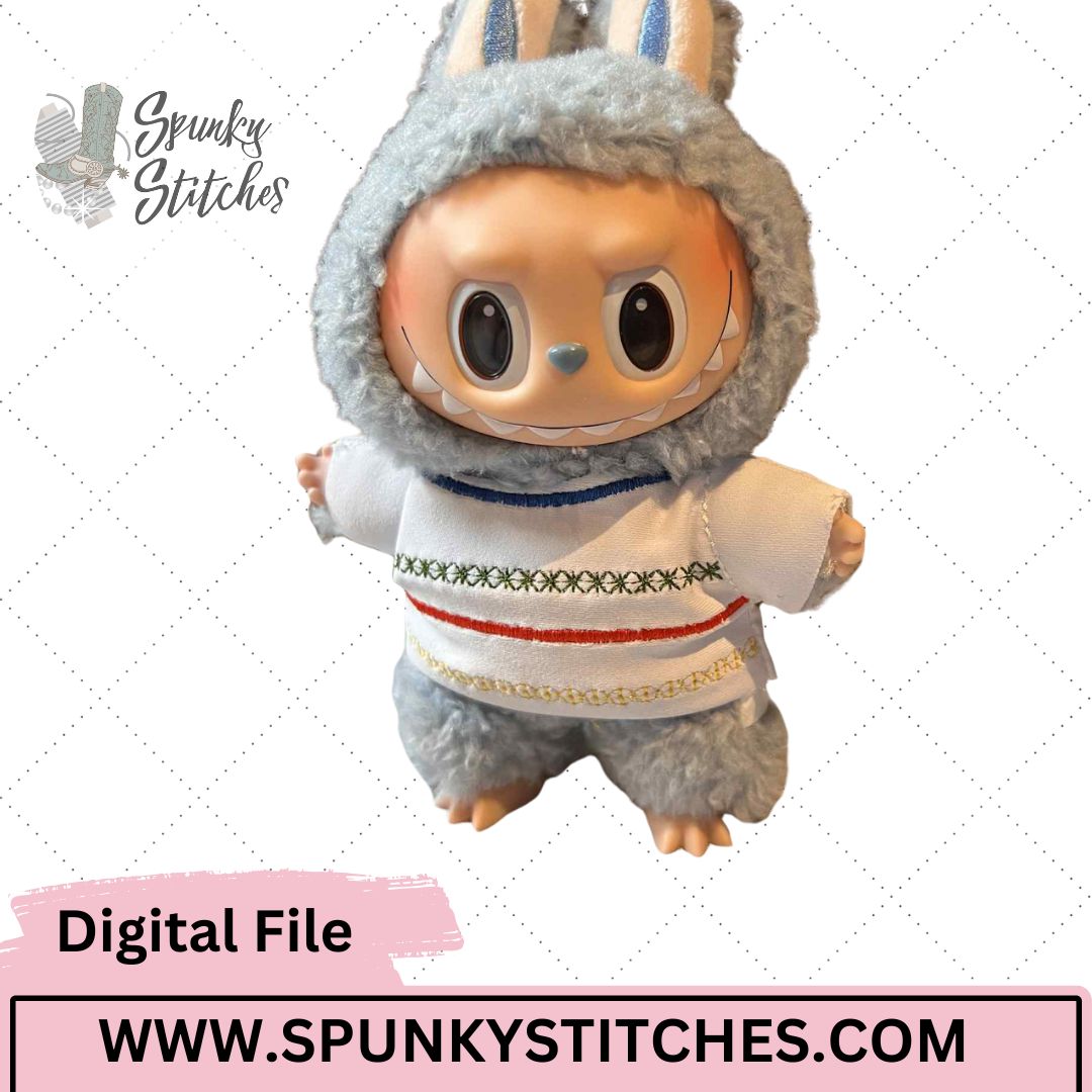 Bubu Monster Striped Shirt Digital Embroidery File