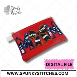 Football Bow Mom  Zipper Bag Embroidery File