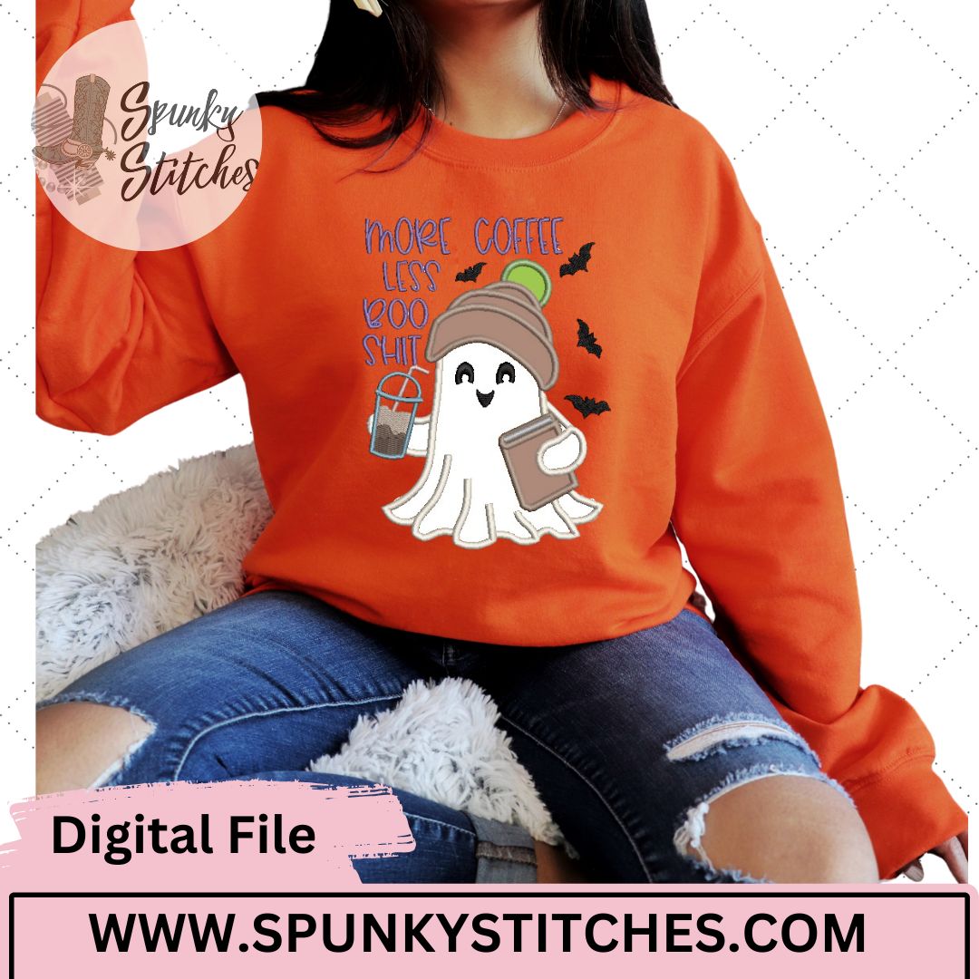 More Coffee Less Boo SH&% Embroidery Applique