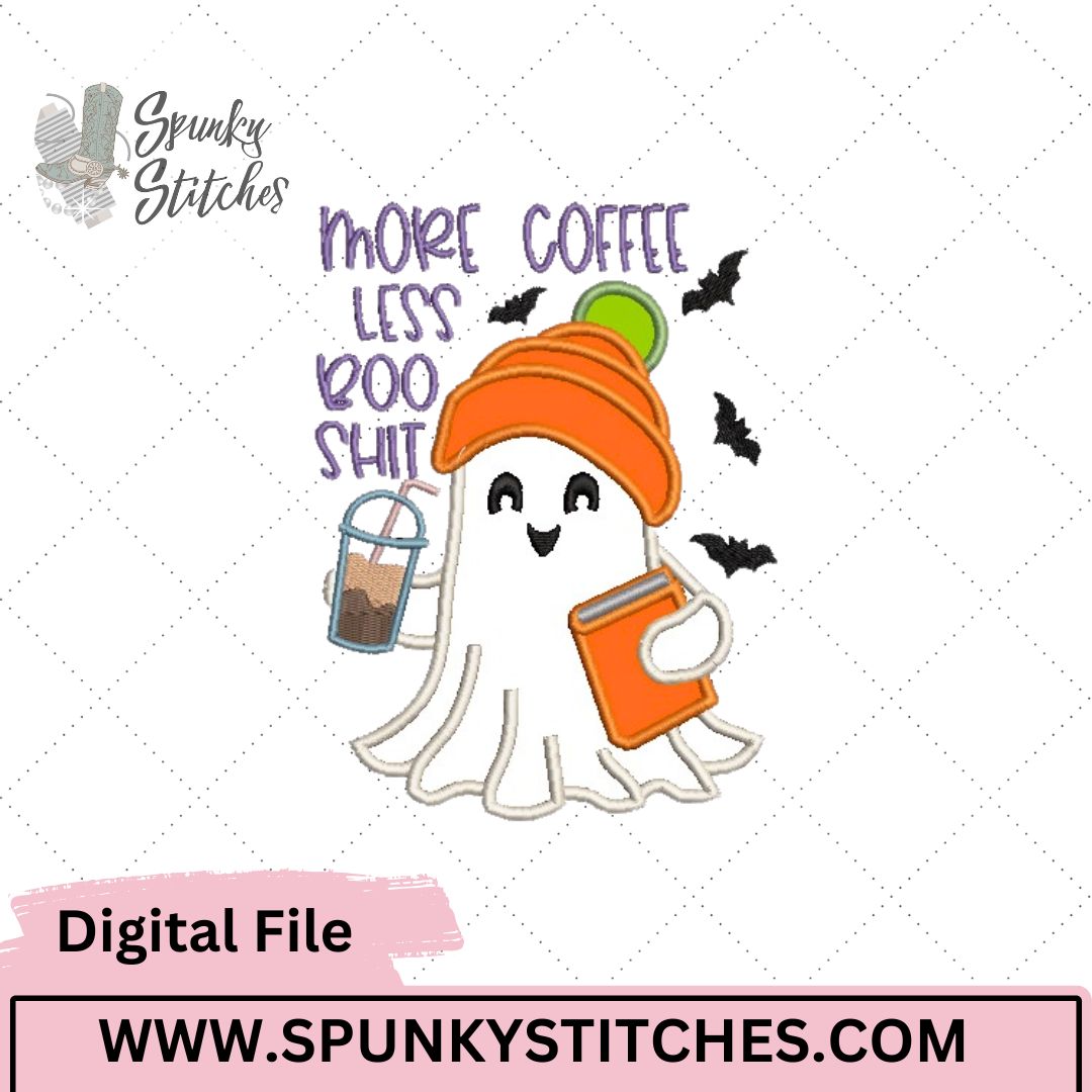 More Coffee Less Boo SH&% Embroidery Applique - Image 3