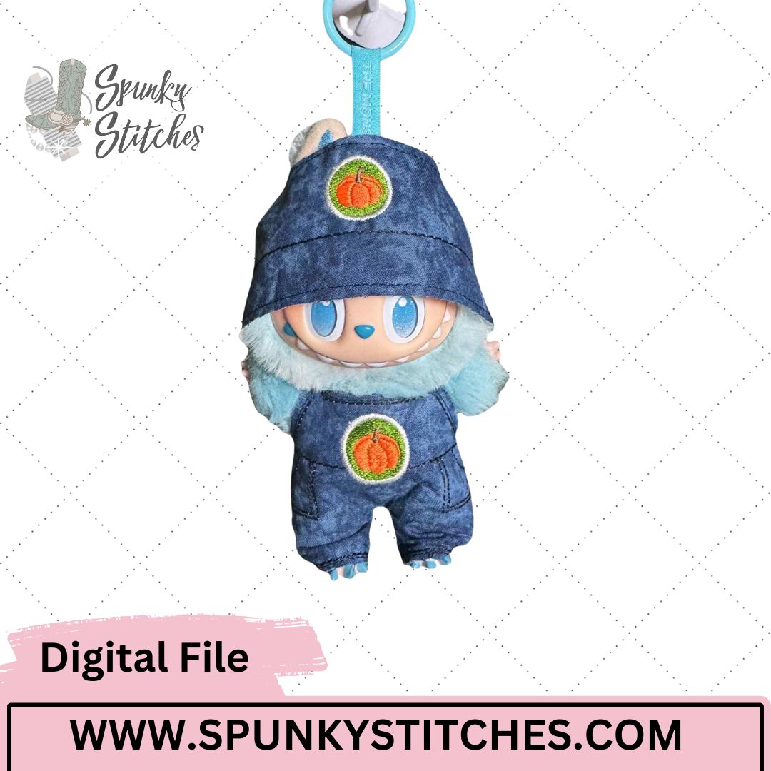 Bubu Monster Pumpkin Overall And Hat Set Digital Embroidery File