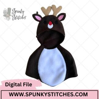 Reindeer Elf Hooded Poncho Embroidery Design
