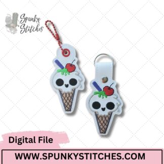Skeleton Ice Cream Key Fob and Zipper Pull