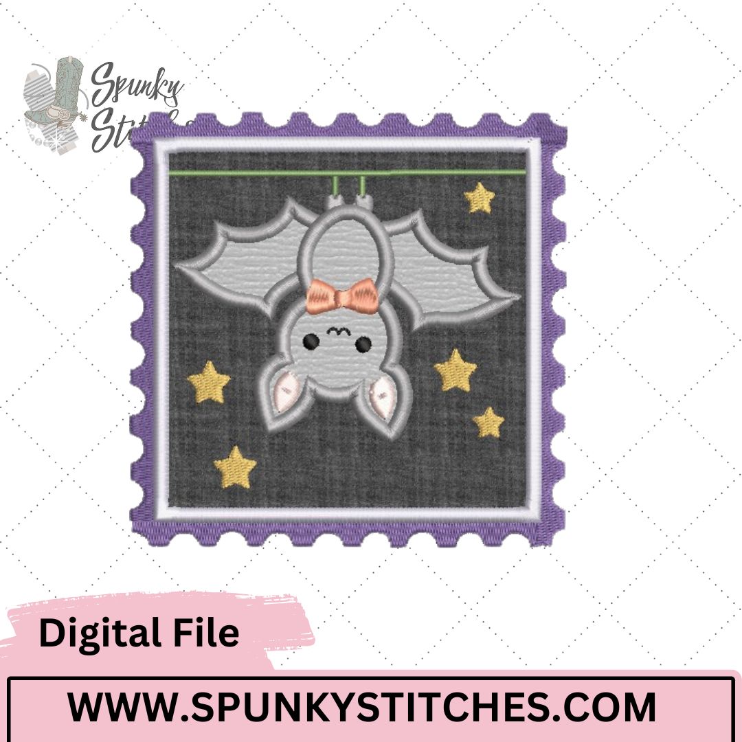 Bat Stamp Embroidery Applique