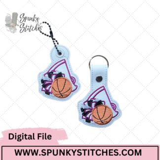 basketball cheer key fob embroidery file