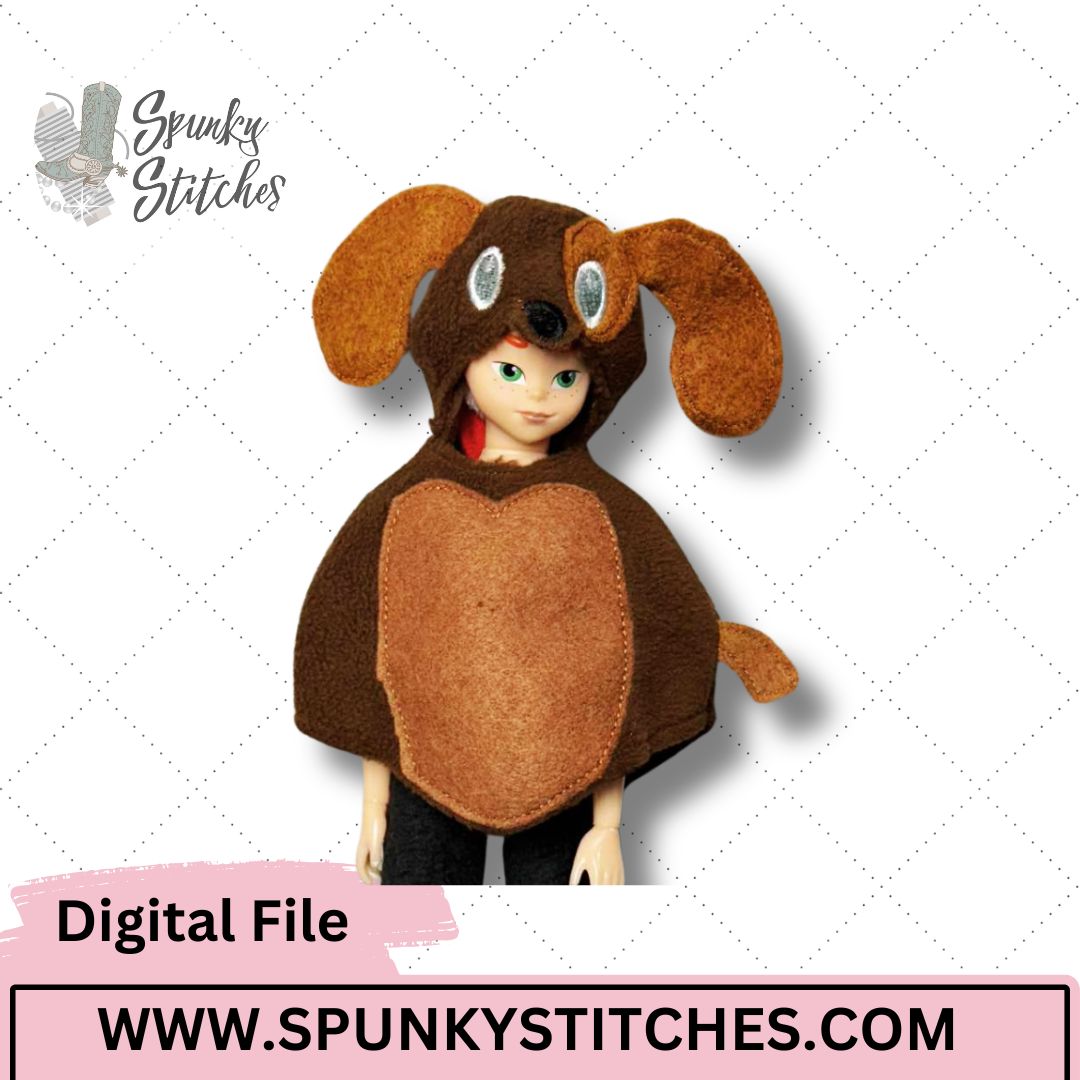 puppy elf hooded poncho embroidery file