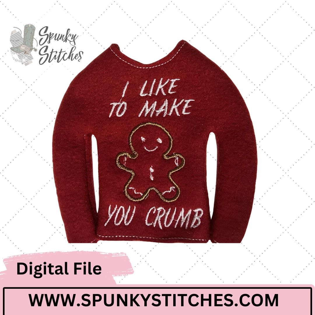 I make you crumb elf adult shirt embroidery file
