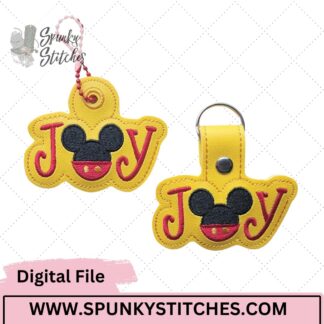 mouse joy key fob embroidery file