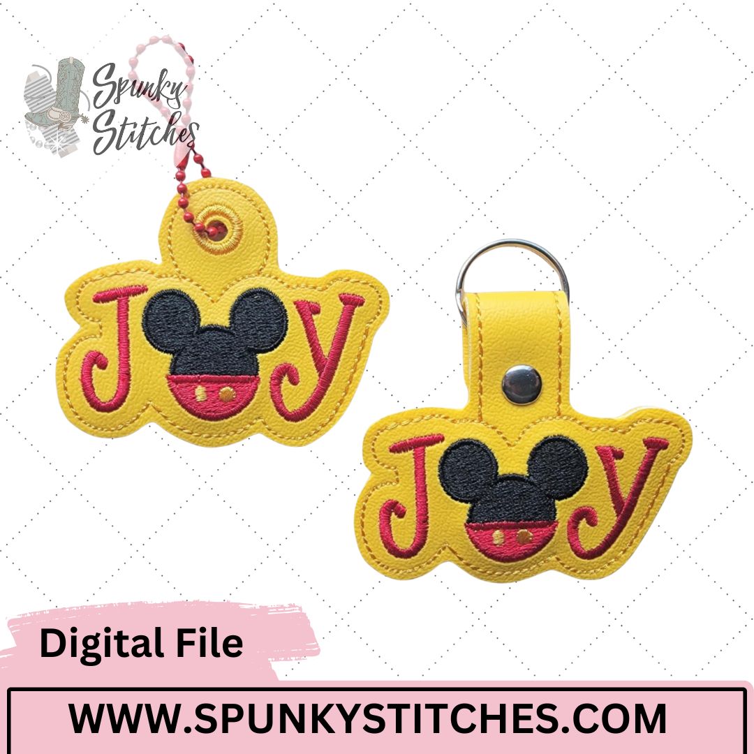 mouse joy key fob embroidery file