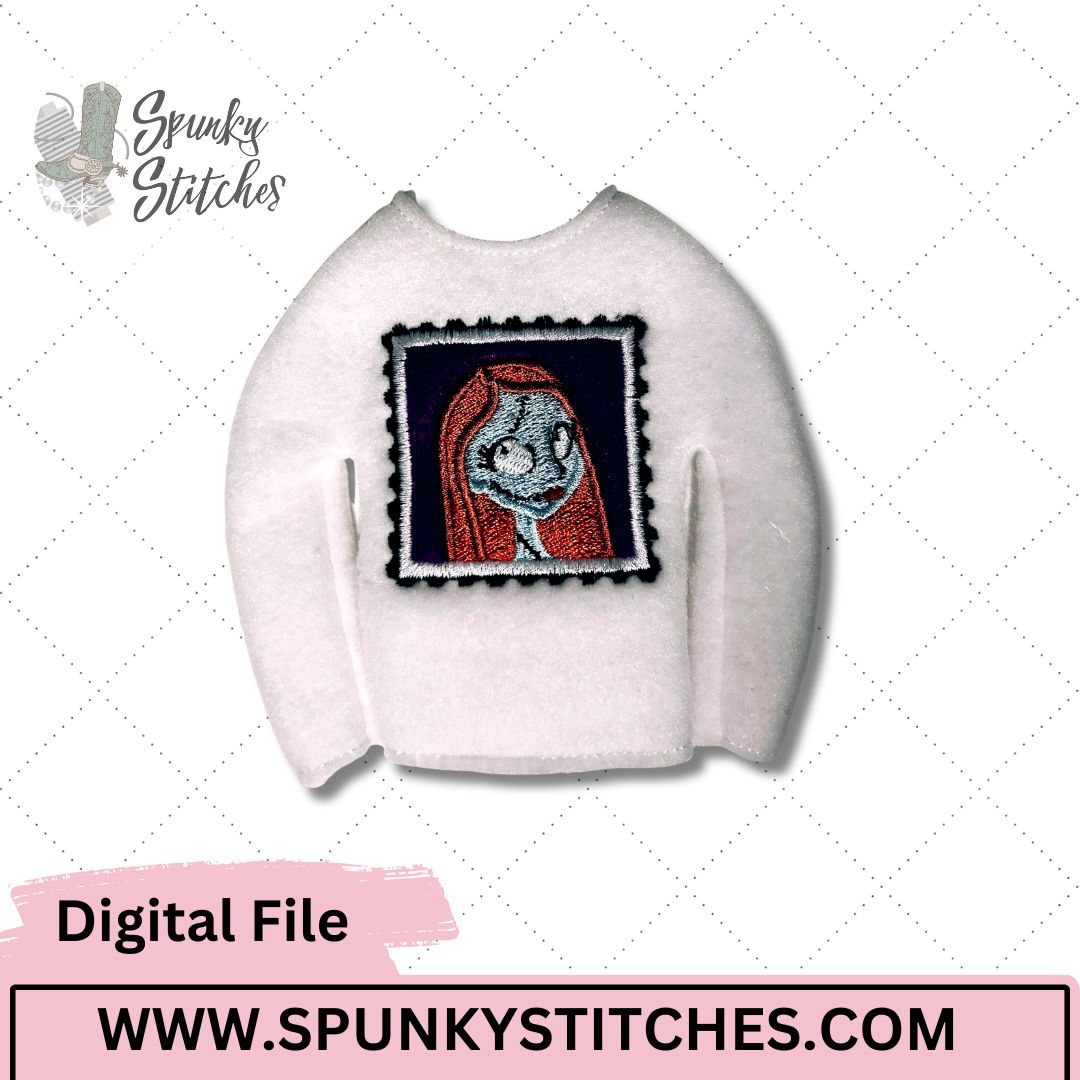 nbc sally stamp elf shirt embroidery desiign