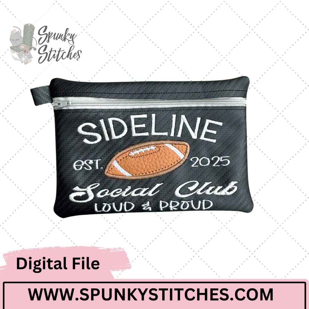sideline social club zipper bag embroidery file