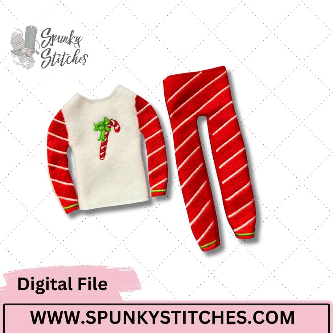 candy cane elf outfit embroidery file