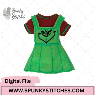 grinch overall elf dress embroidery file