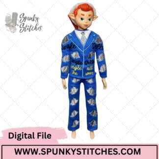 jingle bells elf suit embroidery file