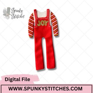 Joy Overalls Elf Outfit Digital Embroidery File