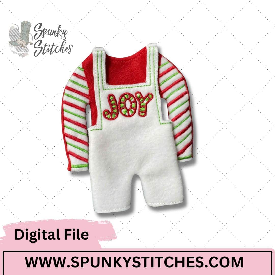 Joy Shortalls Elf Outfit Digital Embroidery File