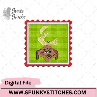 mean green guy dog stamp applique file