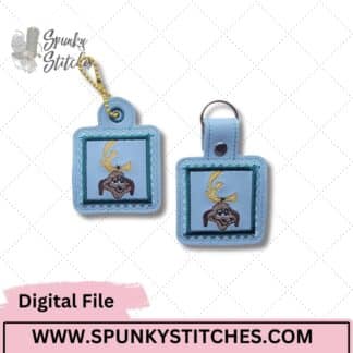 max dog stamp key fob embroidery file