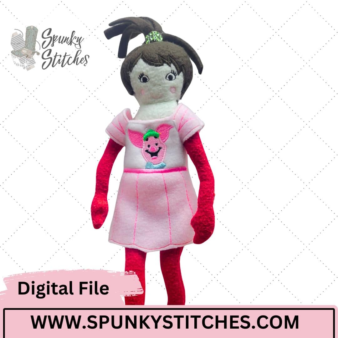 piglet elf dress embroidery file