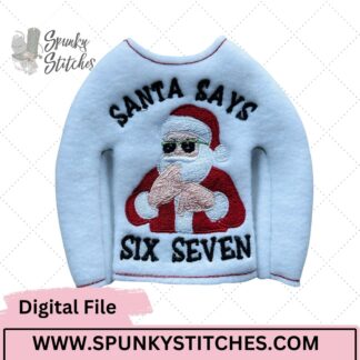 santa says 67 elf shirt embroidery file