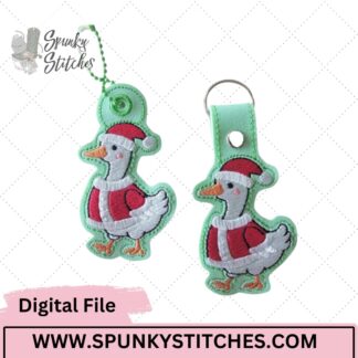 santa goos key fob embroidery file