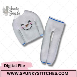 snowman elf pajamas embroidery file