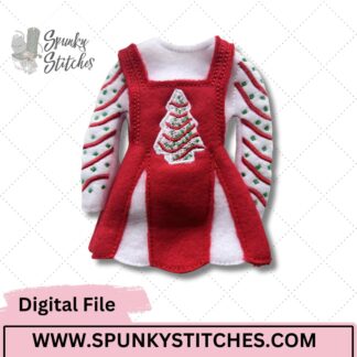 christmas tree cake color block elf dress embroidery file