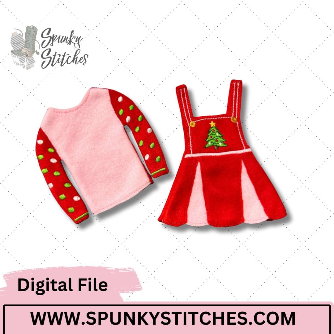 christmas tree colorblock elf overall dress