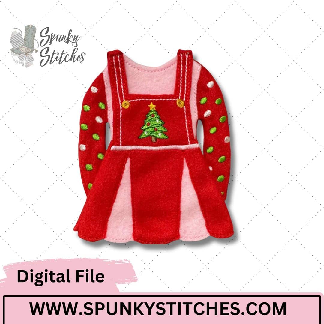 christmas tree colorblock elf overall dress