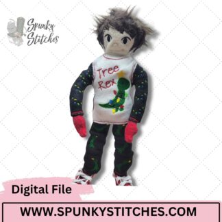 tree rex elf pajamas embroidery file