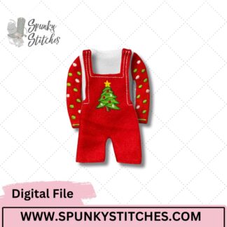 christmas tree overalls elf outfit embroidery file