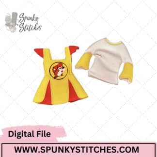 Beaver Overall Elf Dress Outfit ITH Digital Embroidery File