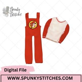 Beaver Overalls Elf Outfit Set Digital Embroidery File
