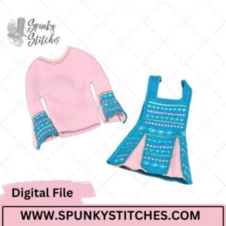 striped Overall Elf Dress Set ITH Digital Embroidery File