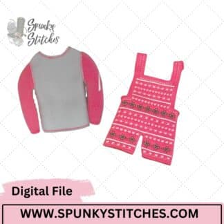 Christmas Stripe Overalls Elf Outfit Digital Embroidery File