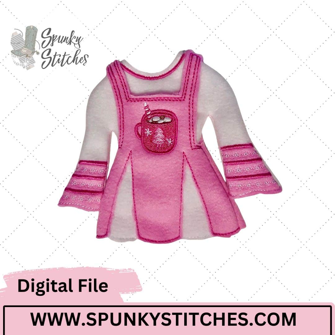 Cocoa Overall Elf Dress Set ITH Digital Embroidery File