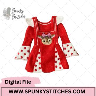 Girl Reindeer Overall Elf Dress Set ITH Digital Embroidery File