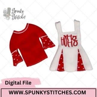 Ho Ho Ho Overall Elf Dress Outfit ITH Digital Embroidery File