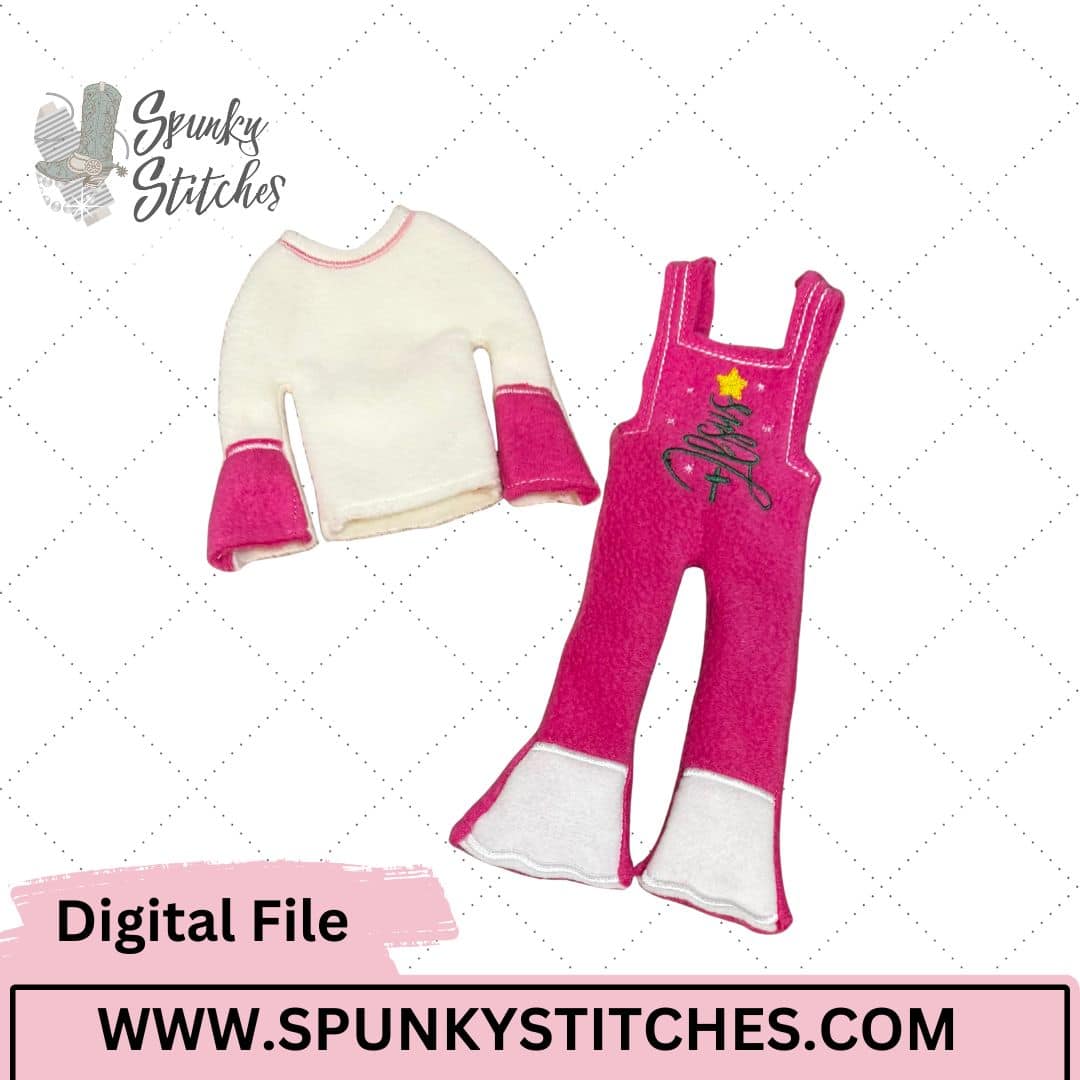 Jesus Tree Ruffled Overalls And Shirt Elf Outfit Digital Embroidery File