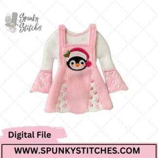 Penguin Overall Elf Dress Set ITH Digital Embroidery File