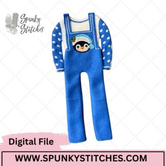 Penguin Overalls Elf Outfit Digital Embroidery File
